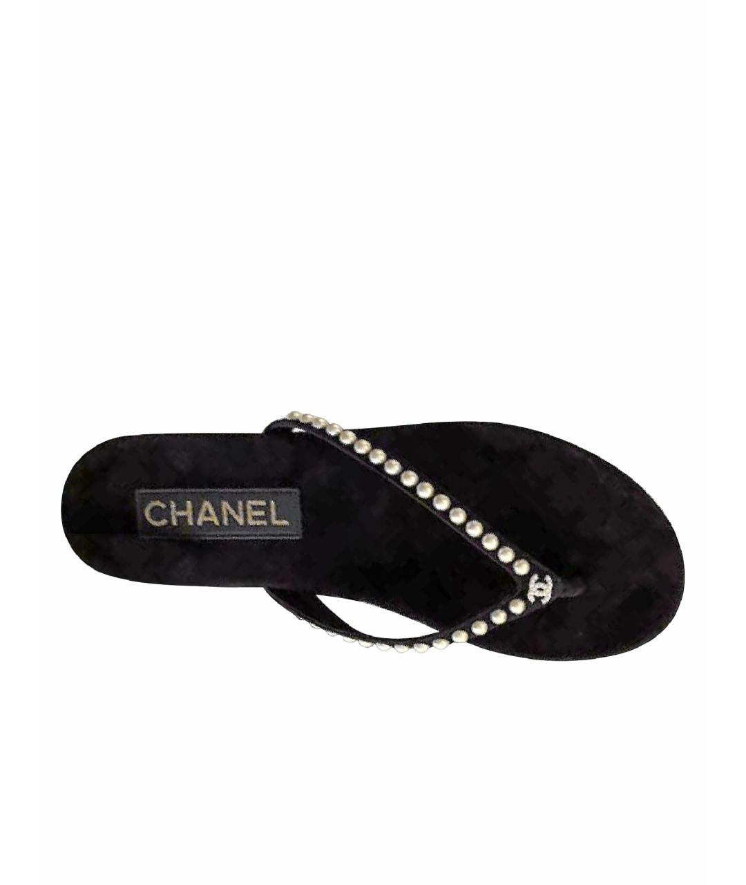 CHANEL Черные шлепанцы, фото 1