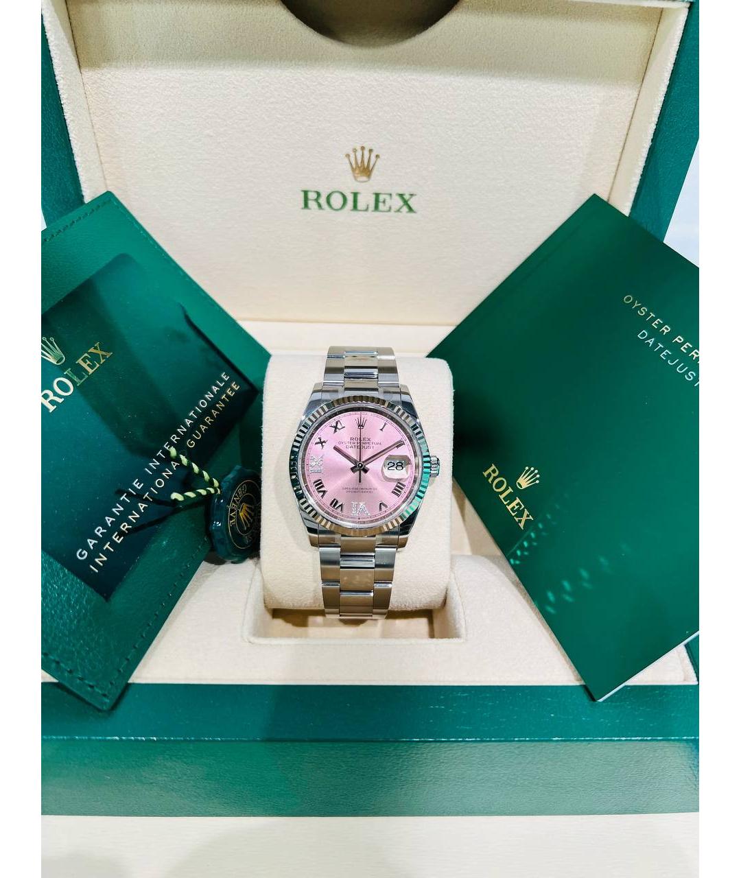 ROLEX Розовые часы из белого золота, фото 2