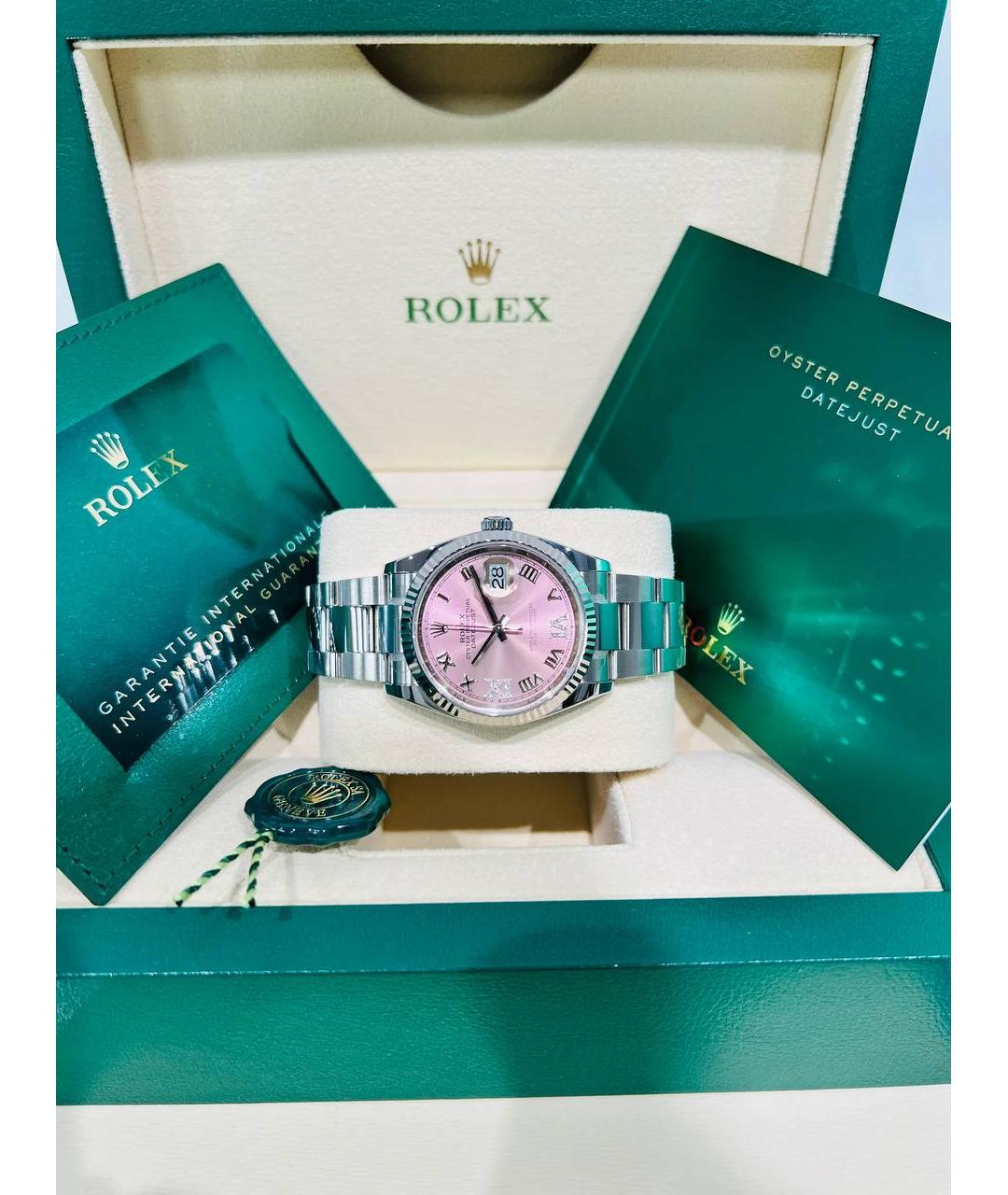 ROLEX Розовые часы из белого золота, фото 5