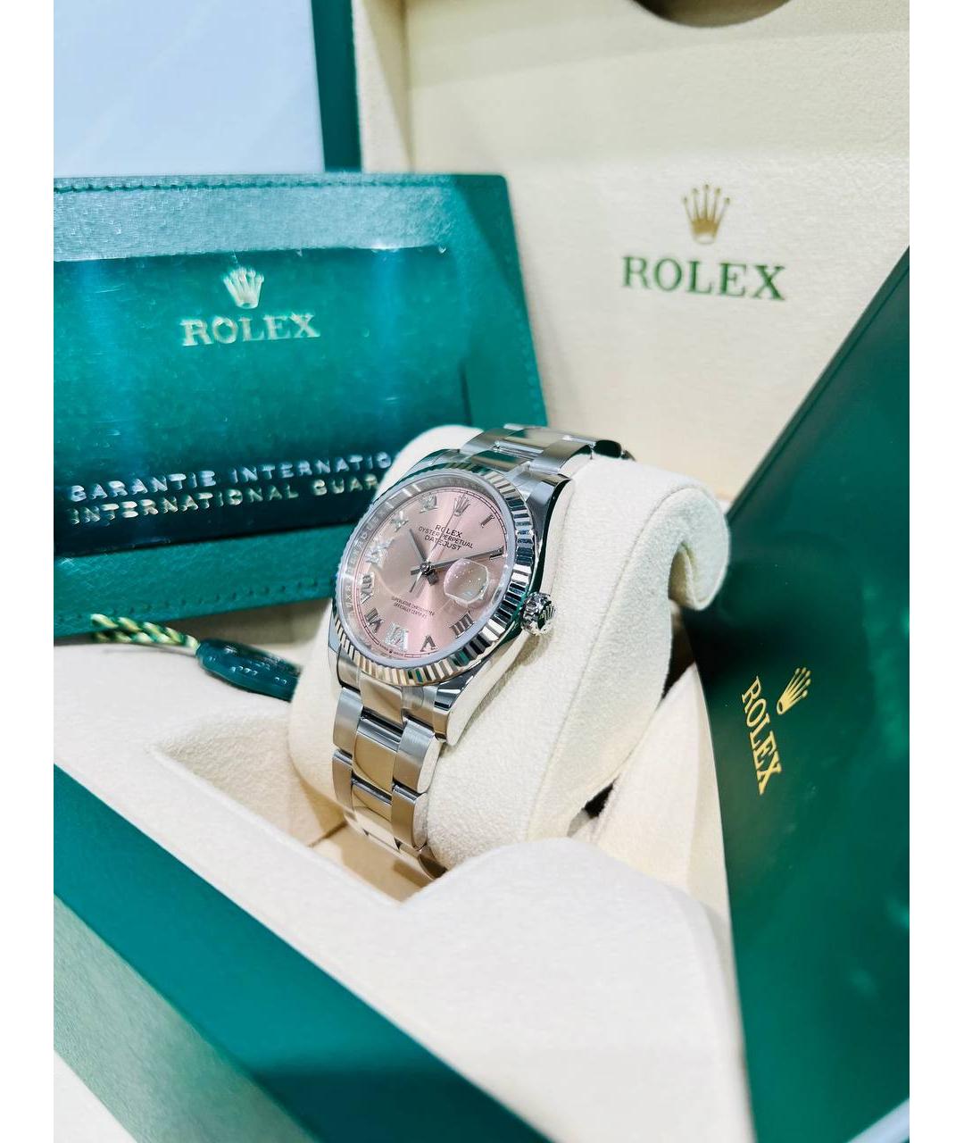 ROLEX Розовые часы из белого золота, фото 4