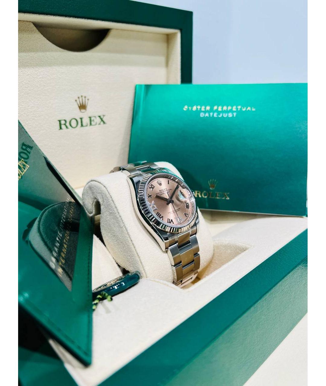 ROLEX Розовые часы из белого золота, фото 3