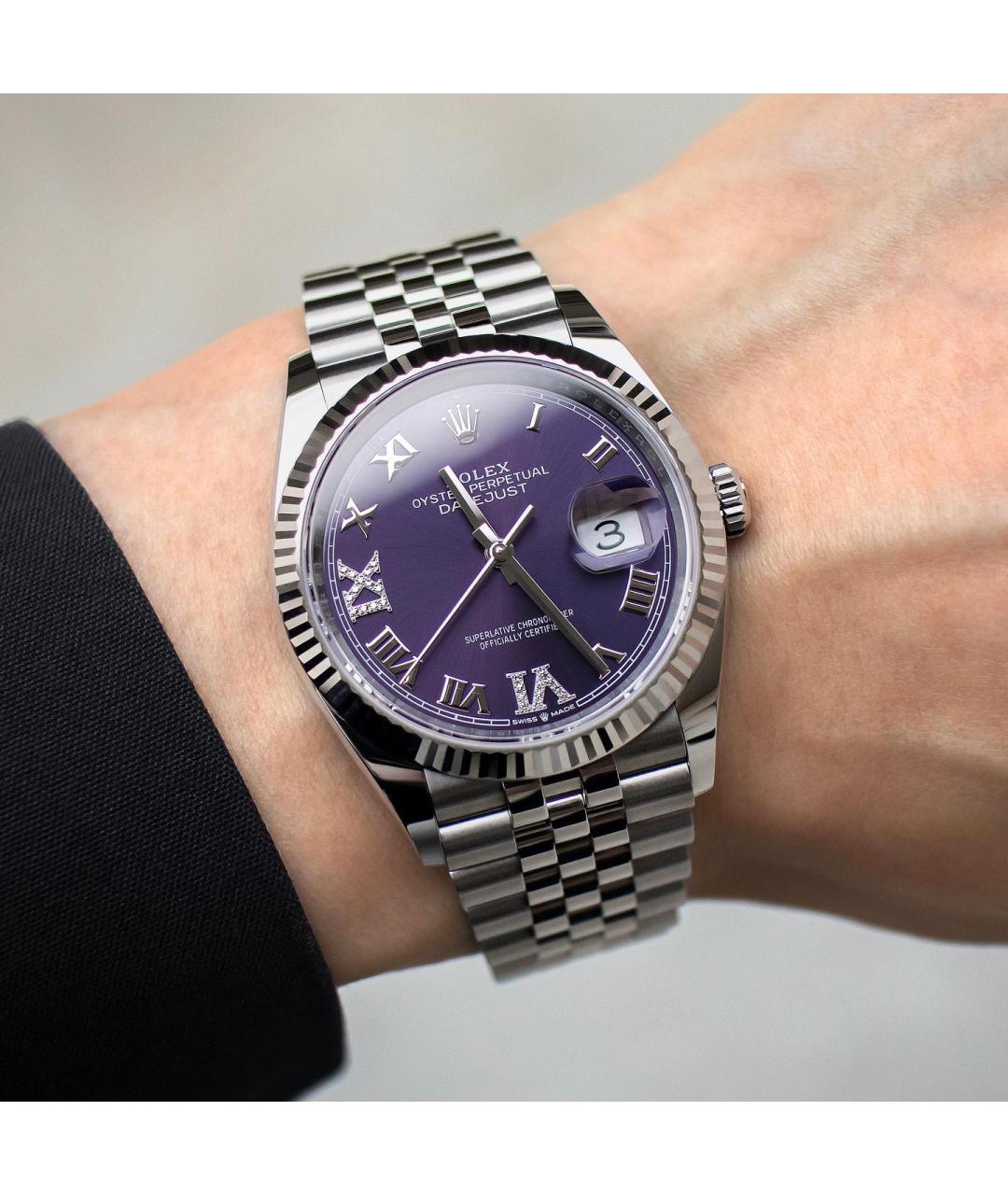 ROLEX Фиолетовые часы из белого золота, фото 2