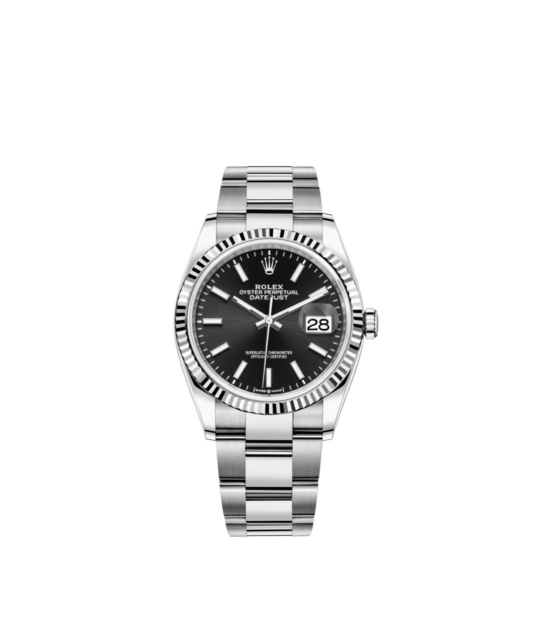 ROLEX Черные часы из белого золота, фото 1