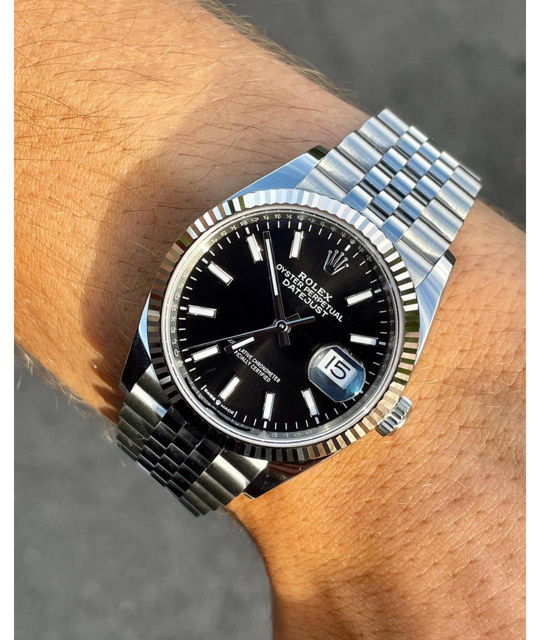 ROLEX Черные часы из белого золота, фото 2
