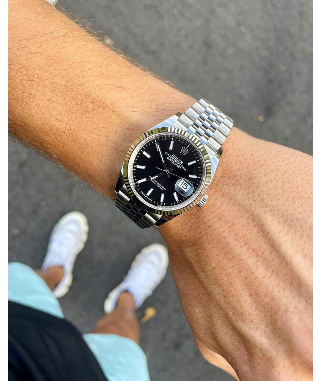 ROLEX Черные часы из белого золота, фото 3