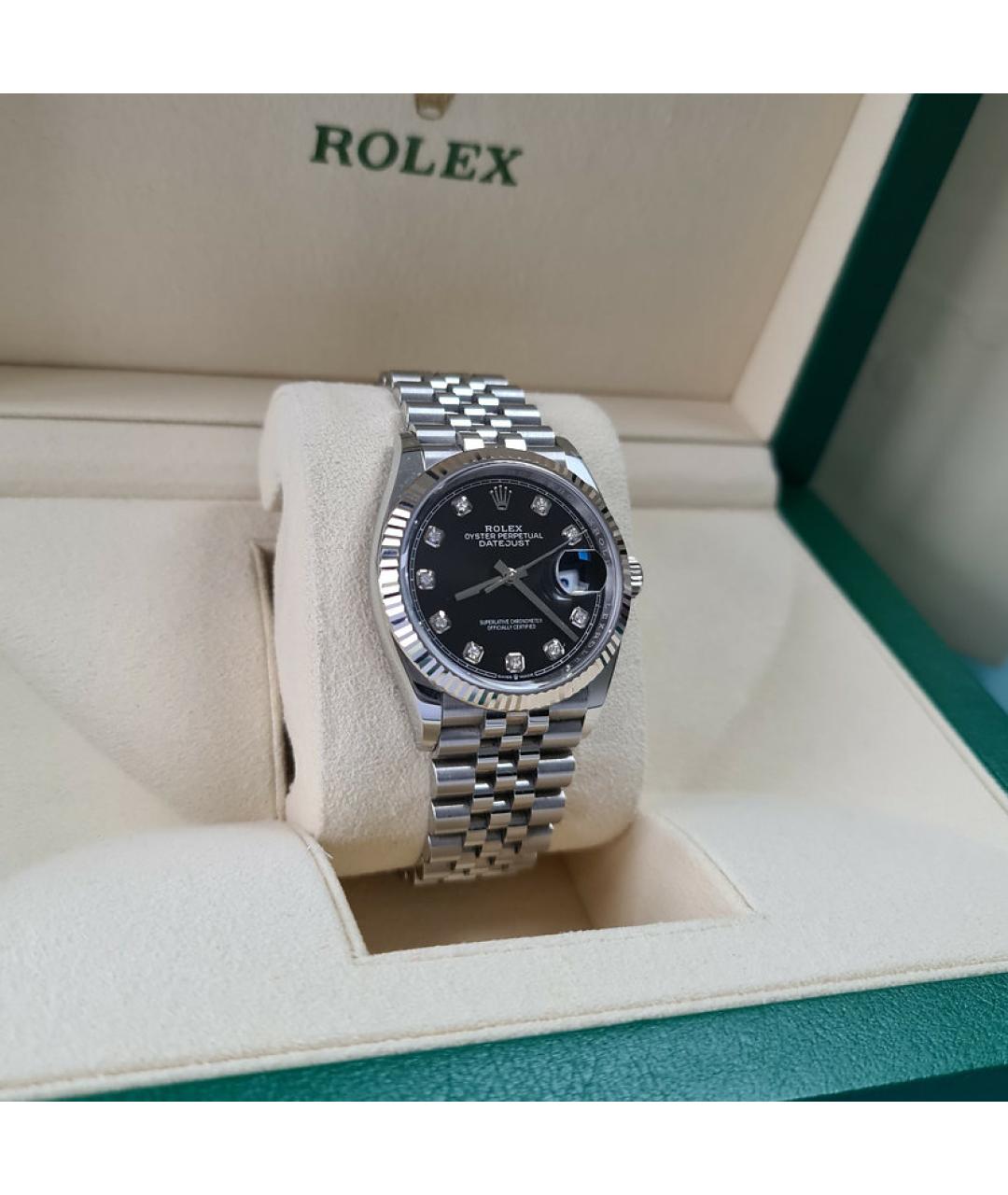ROLEX Черные часы из белого золота, фото 4