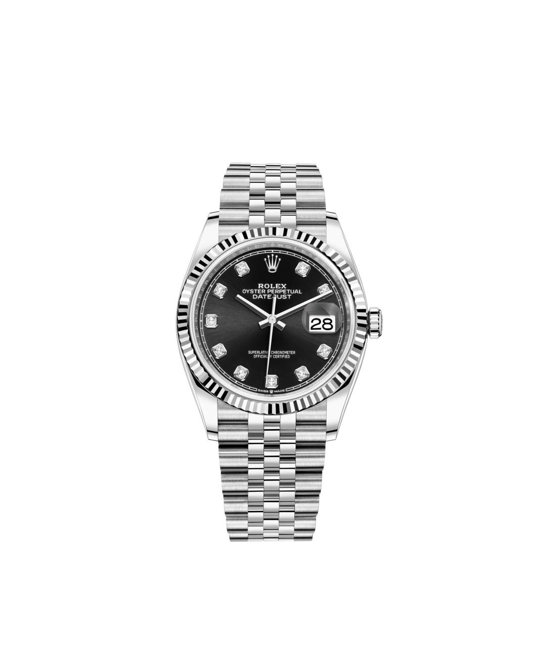 ROLEX Черные часы из белого золота, фото 1