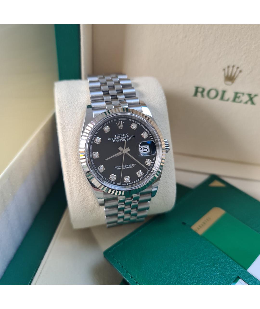 ROLEX Черные часы из белого золота, фото 5