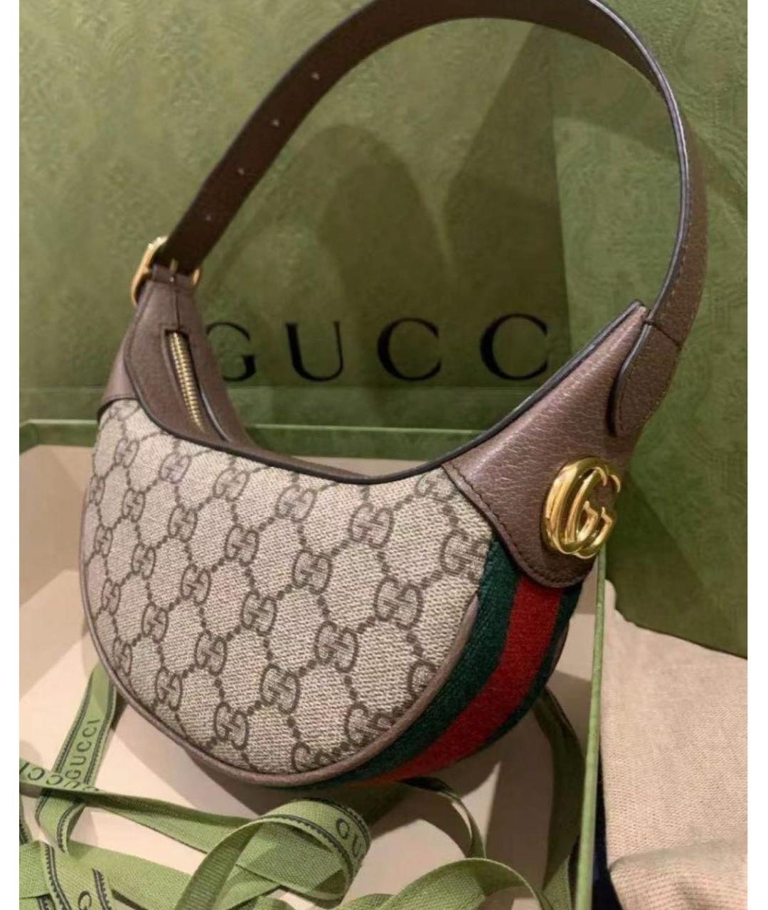 GUCCI Бежевая кожаная сумка с короткими ручками, фото 5