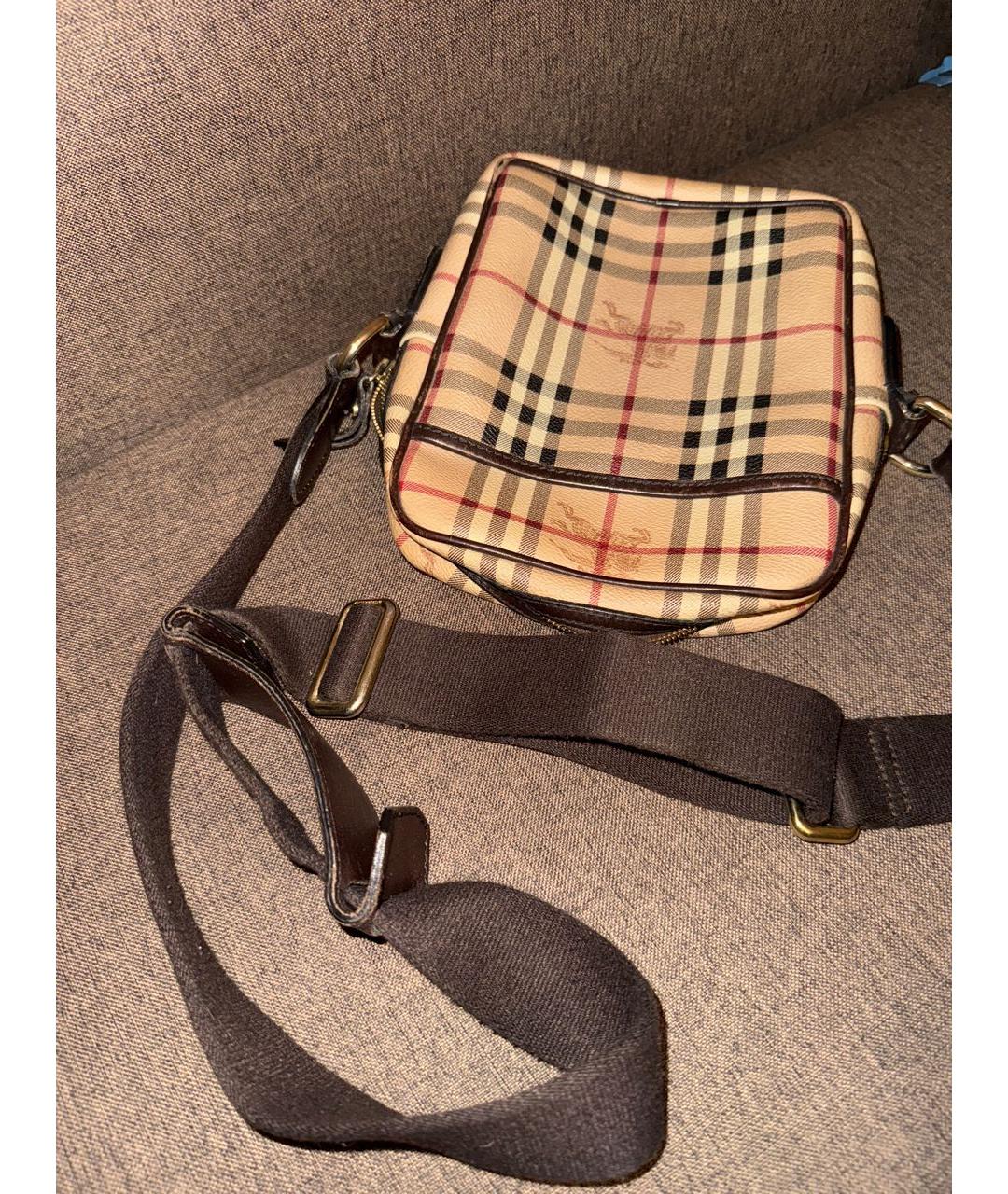 BURBERRY Бежевая кожаная сумка на плечо, фото 5