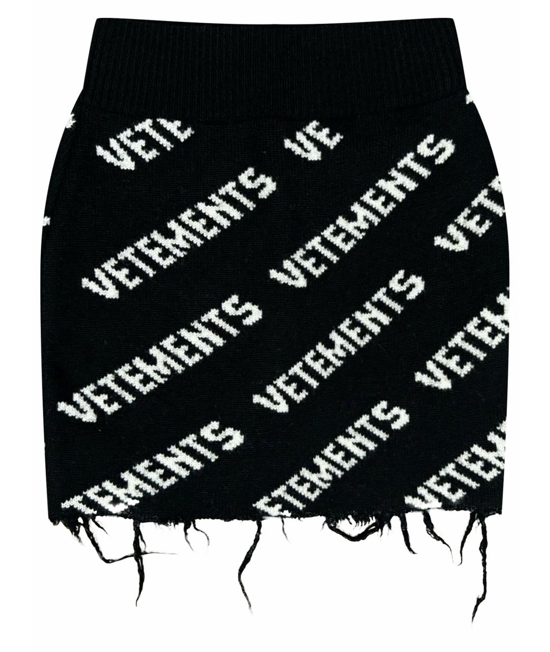 VETEMENTS Черная шерстяная юбка мини, фото 1