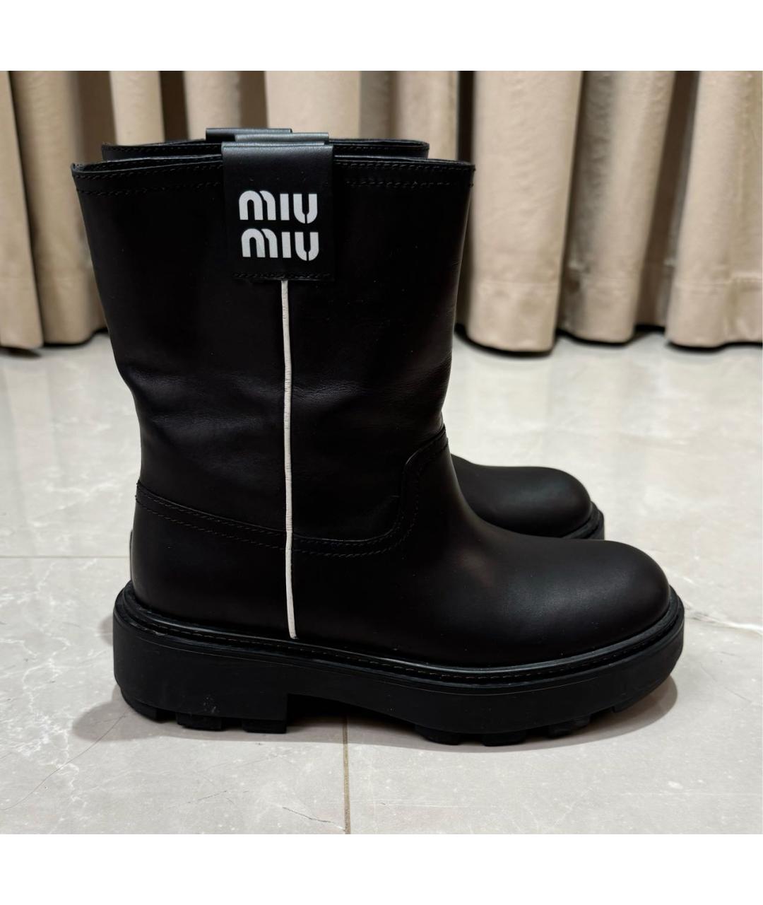 MIU MIU Черные кожаные полусапоги, фото 5