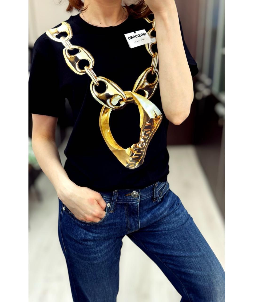 BOUTIQUE MOSCHINO Черная хлопковая футболка, фото 5