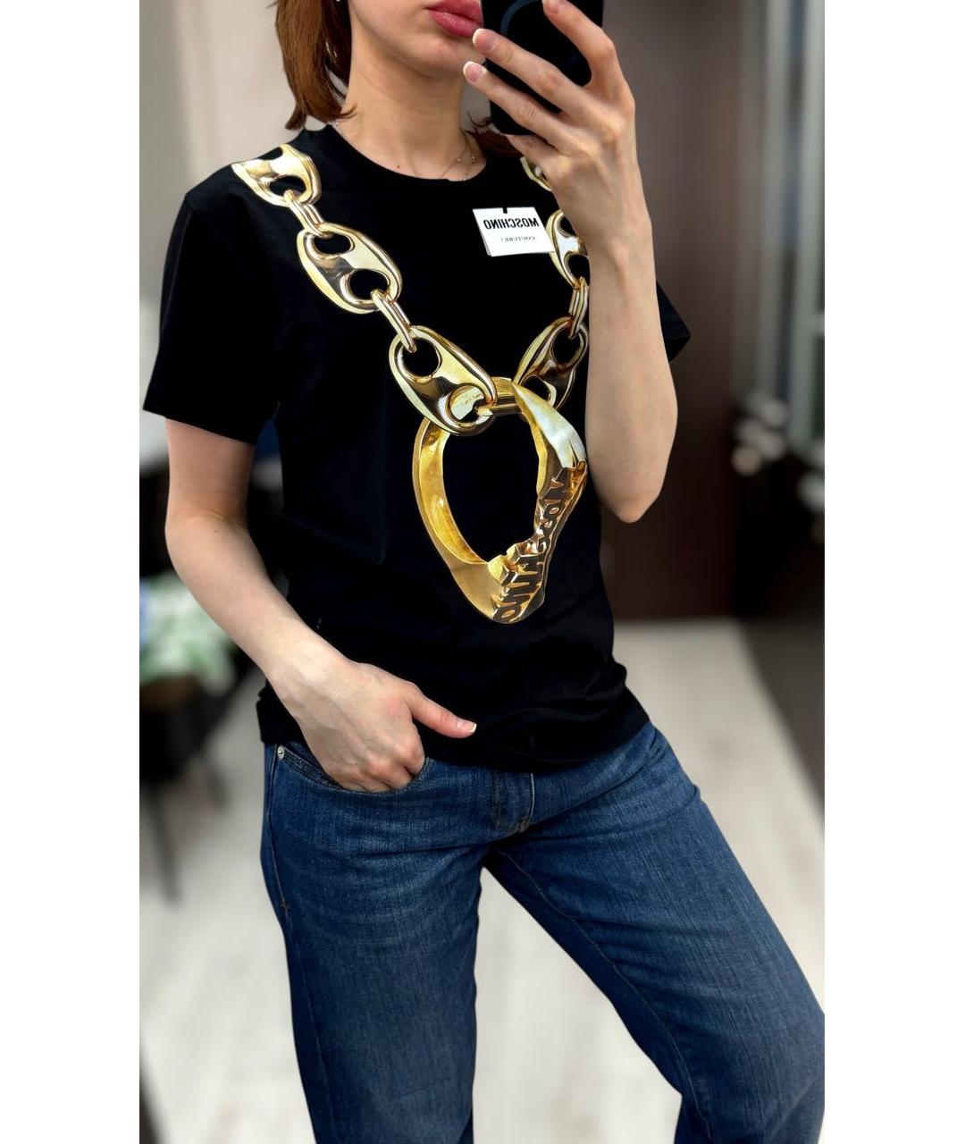 BOUTIQUE MOSCHINO Черная хлопковая футболка, фото 2