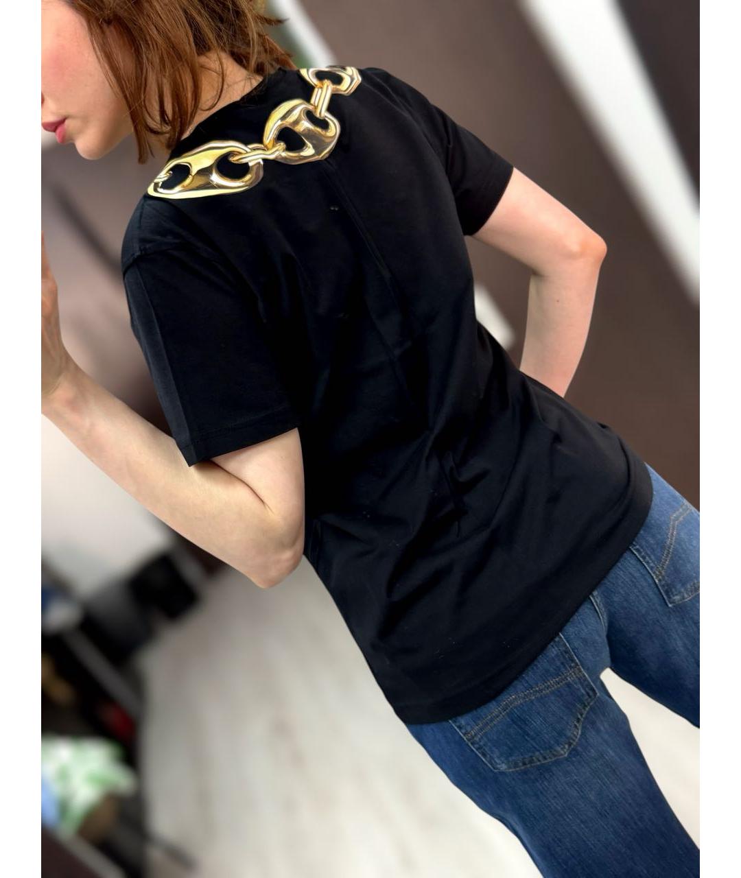 BOUTIQUE MOSCHINO Черная хлопковая футболка, фото 3