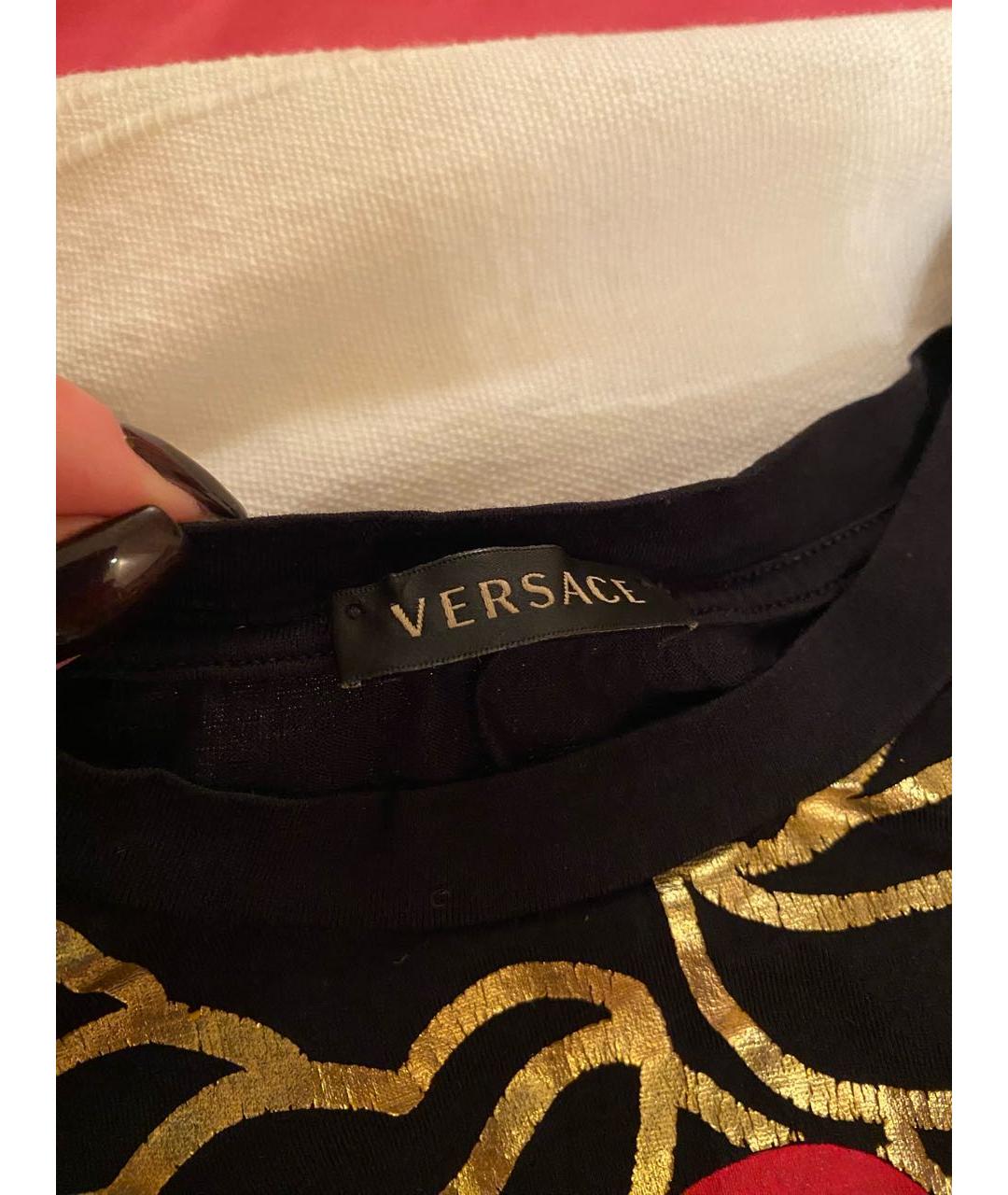 VERSACE Черная хлопковая футболка, фото 3