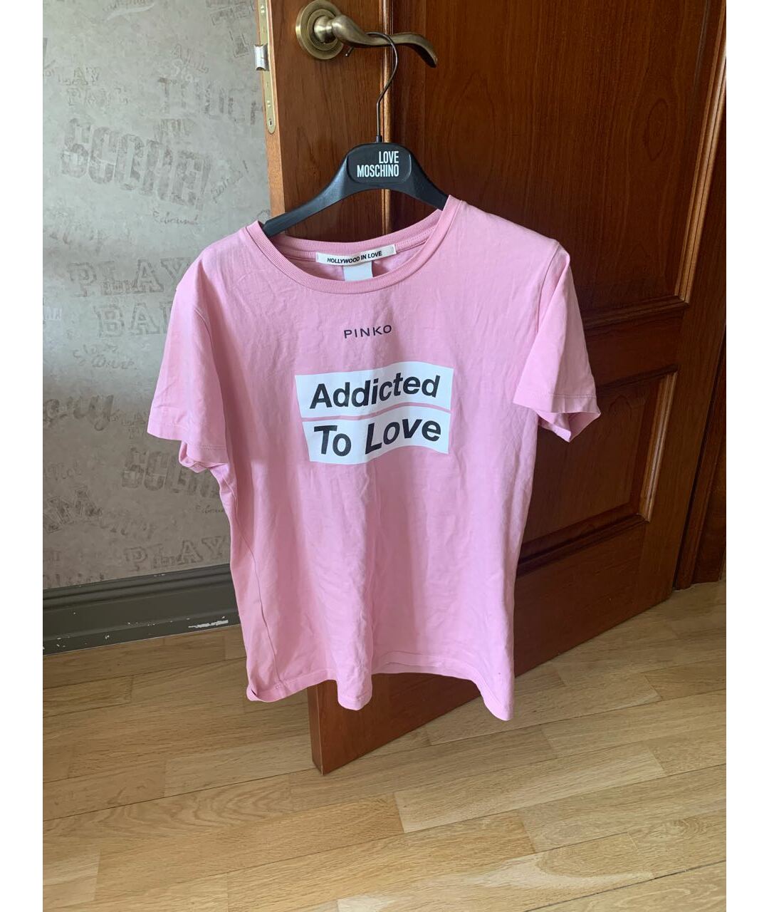 PINKO Розовая хлопковая футболка, фото 5