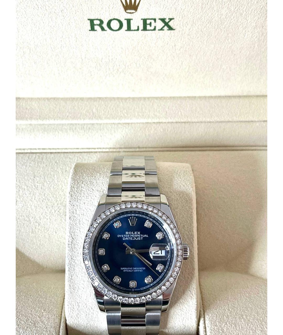 ROLEX Синие часы из белого золота, фото 2