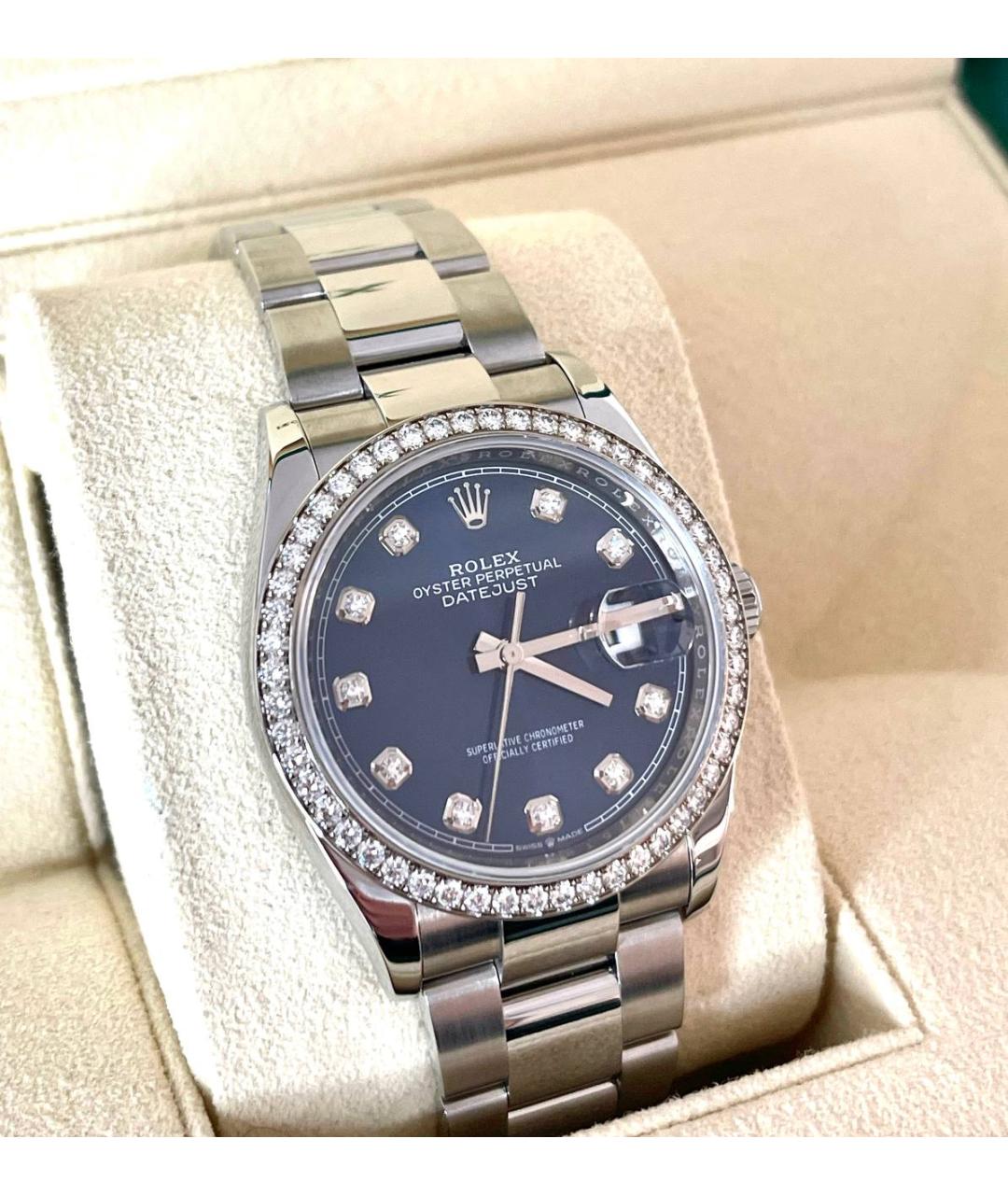 ROLEX Синие часы из белого золота, фото 4