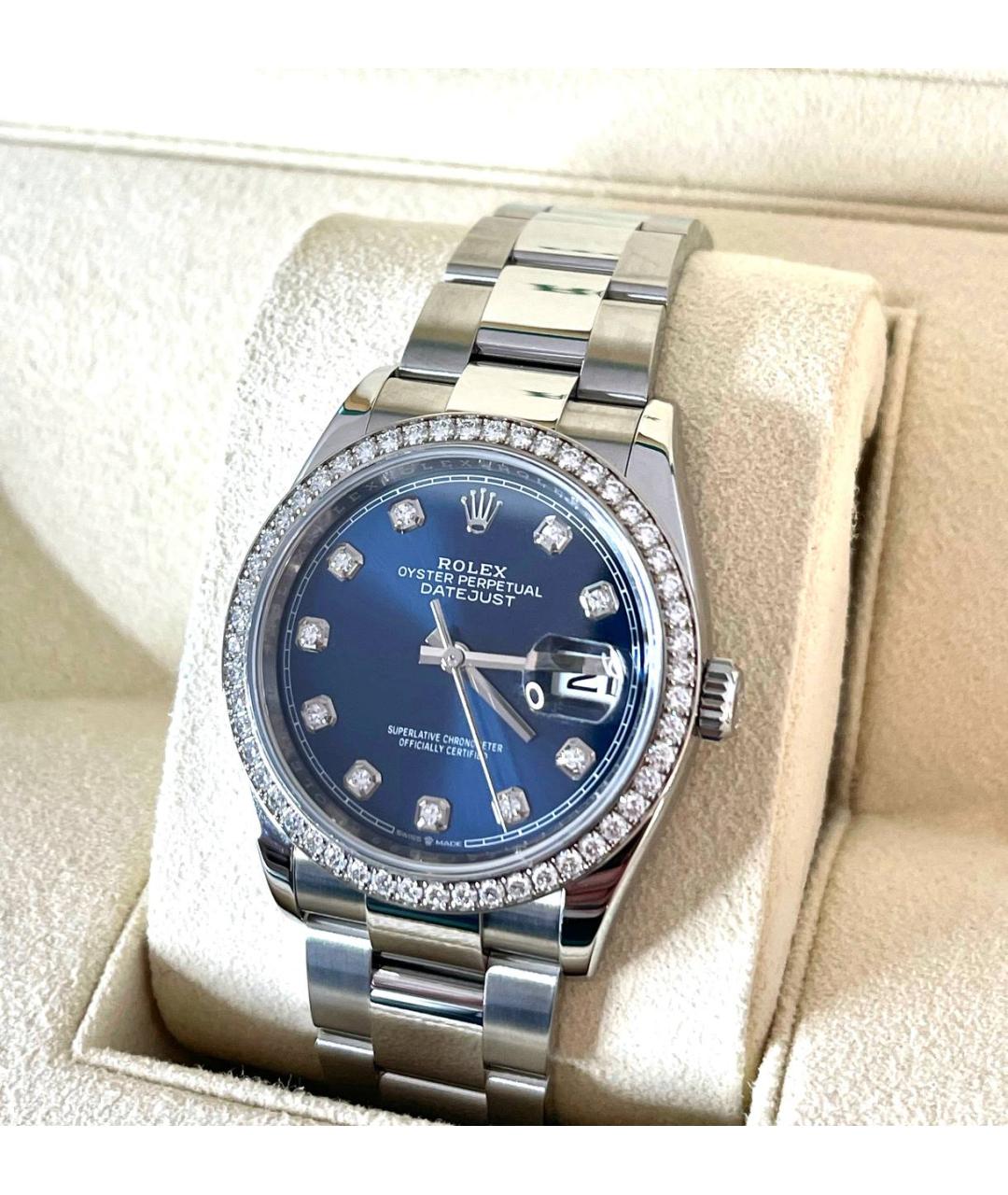 ROLEX Синие часы из белого золота, фото 3