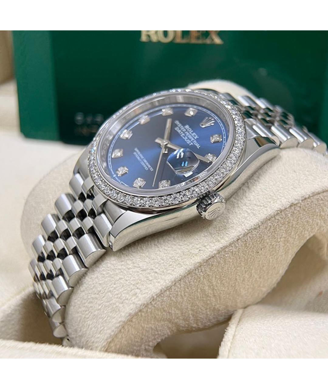 ROLEX Синие часы из белого золота, фото 4