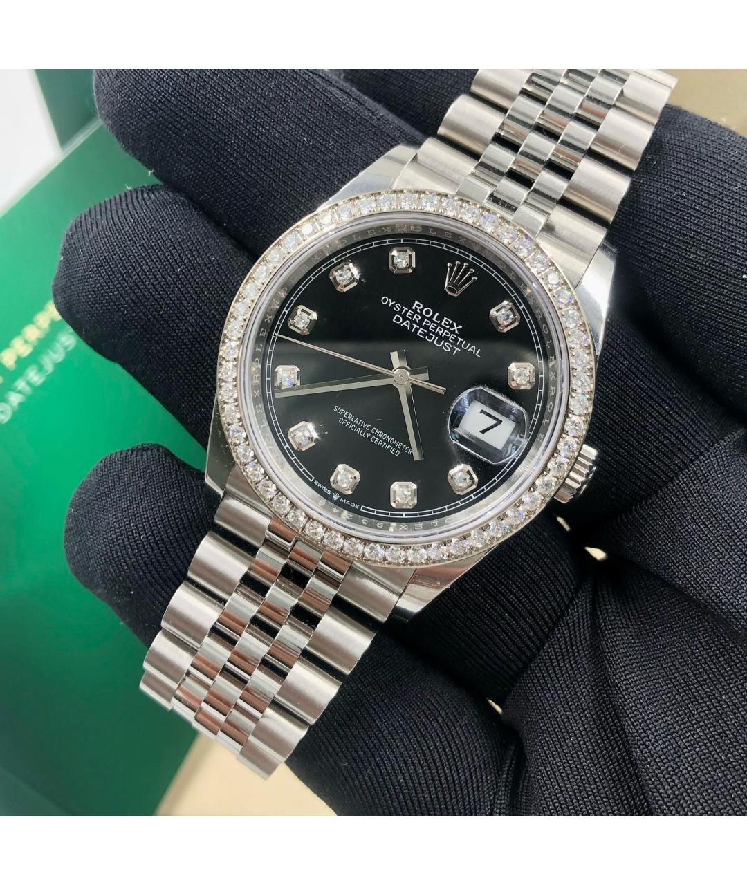 ROLEX Черные часы из белого золота, фото 6