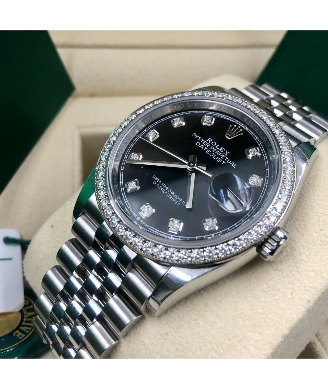 ROLEX Черные часы из белого золота, фото 3