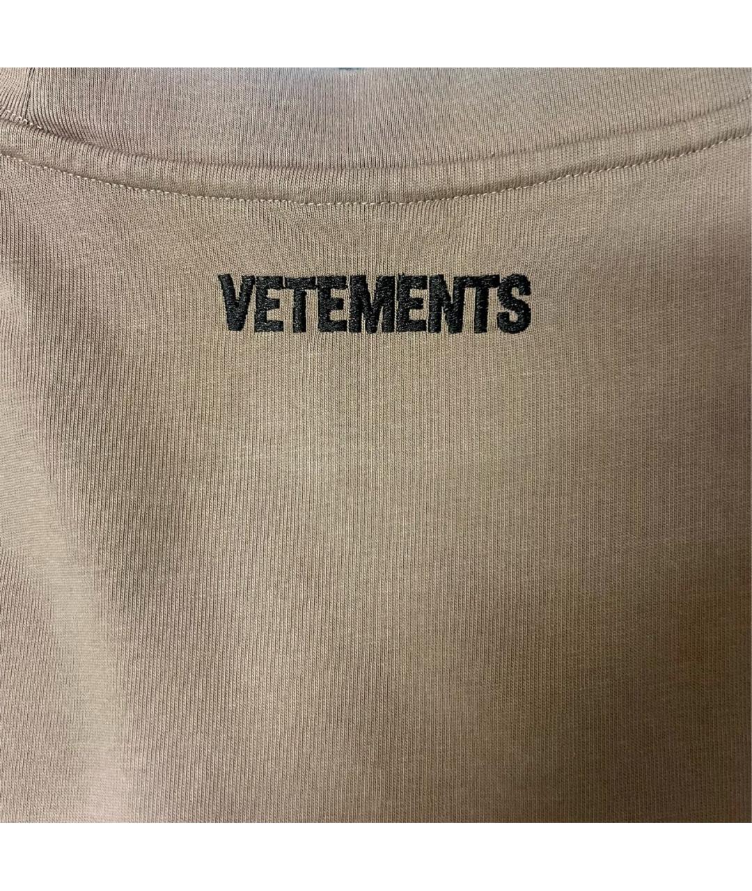 VETEMENTS Коричневая хлопковая футболка, фото 2