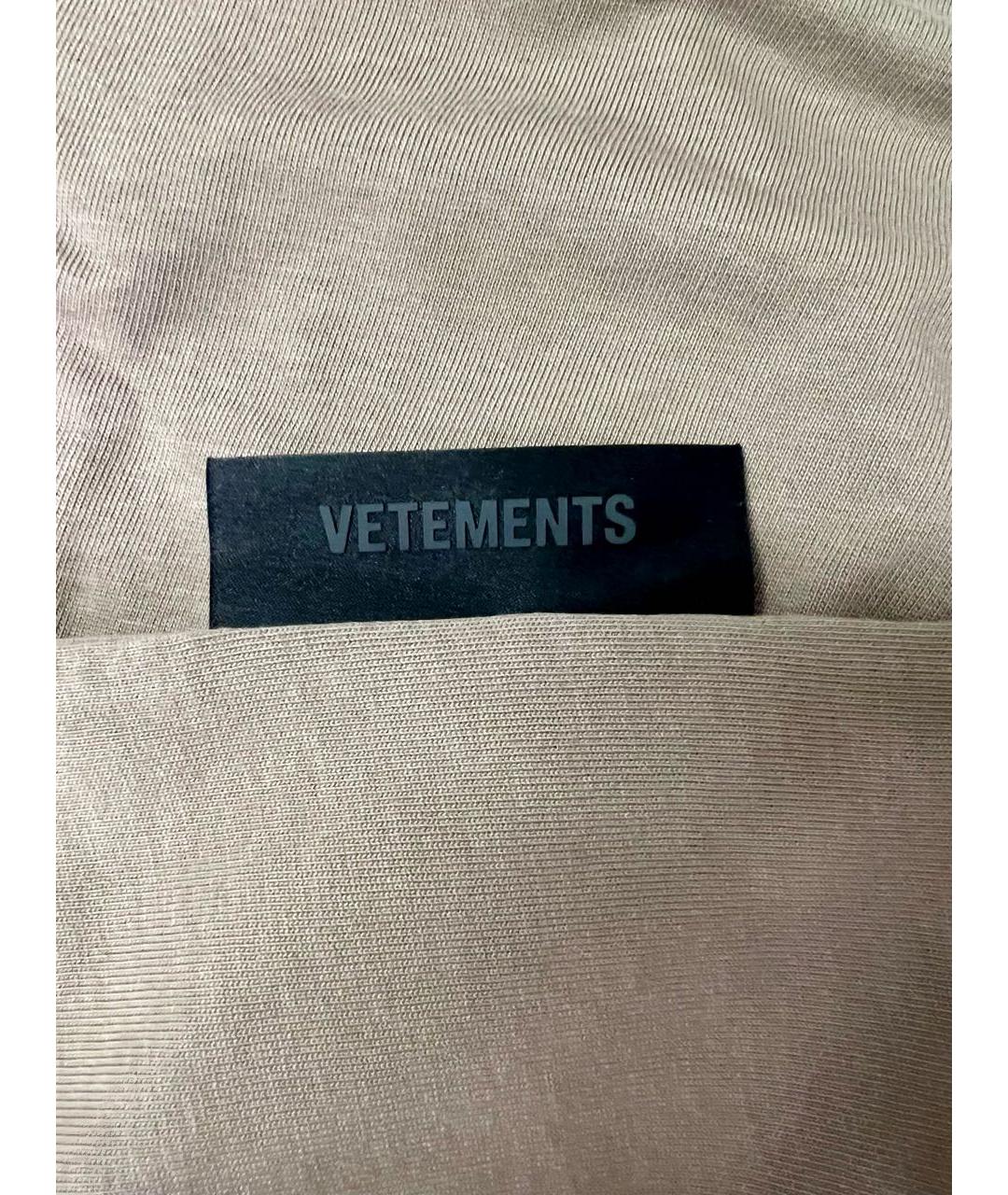 VETEMENTS Коричневая хлопковая футболка, фото 3