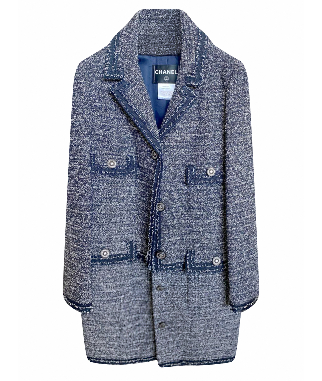 CHANEL Синий твидовый жакет/пиджак, фото 1