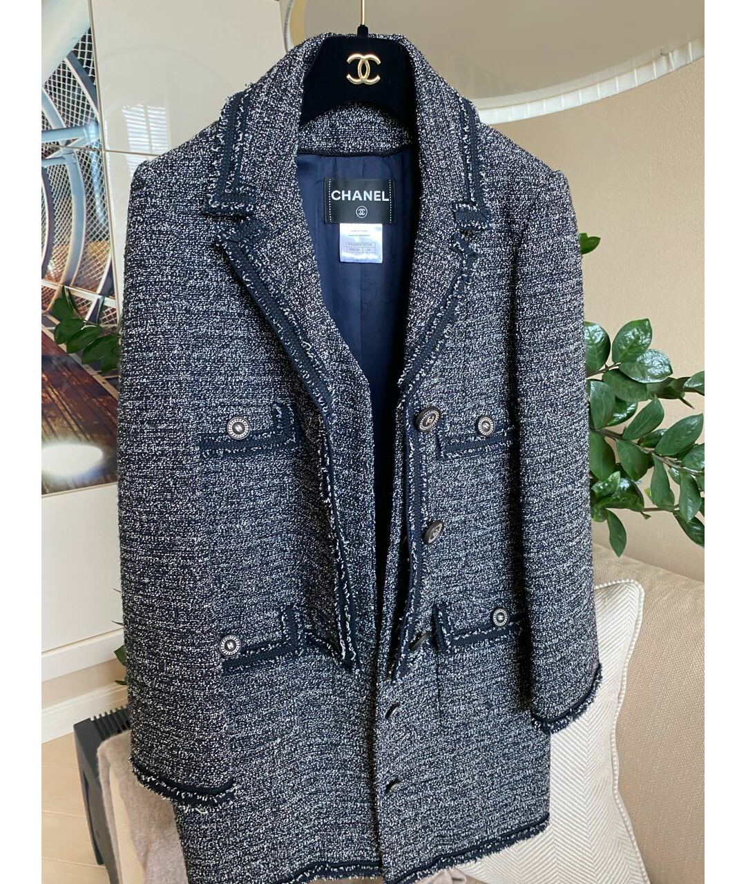 CHANEL Синий твидовый жакет/пиджак, фото 5