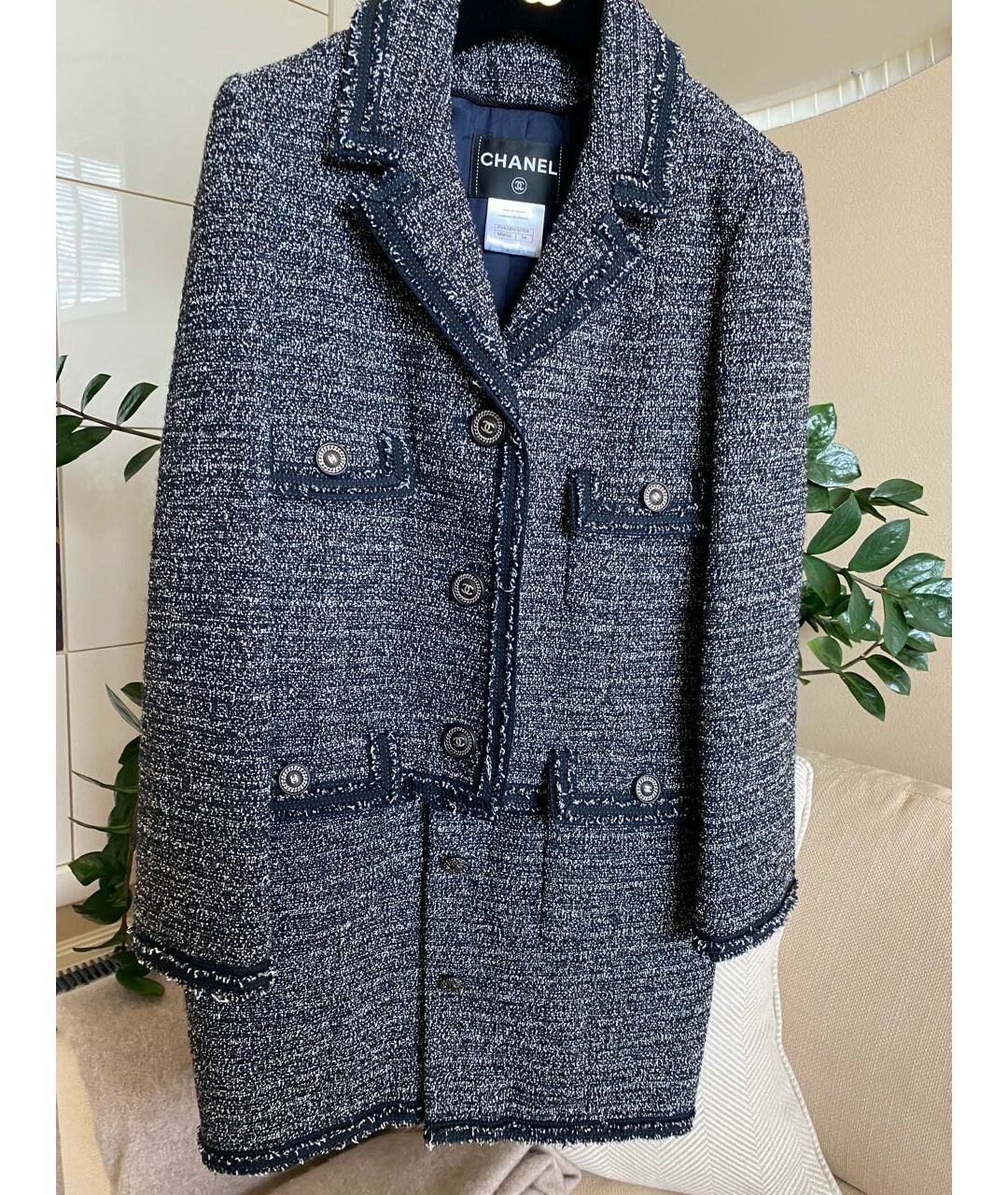 CHANEL Синий твидовый жакет/пиджак, фото 4