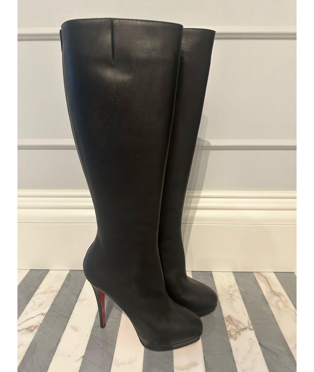 CHRISTIAN LOUBOUTIN Черные кожаные сапоги, фото 5