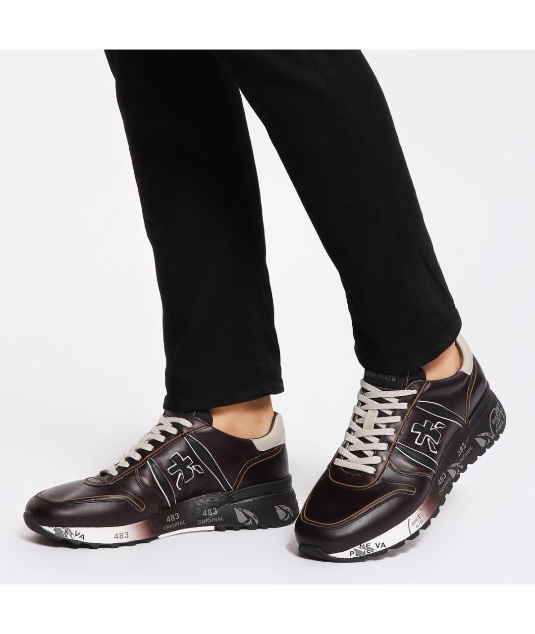 PREMIATA Черные кожаные низкие кроссовки / кеды, фото 6