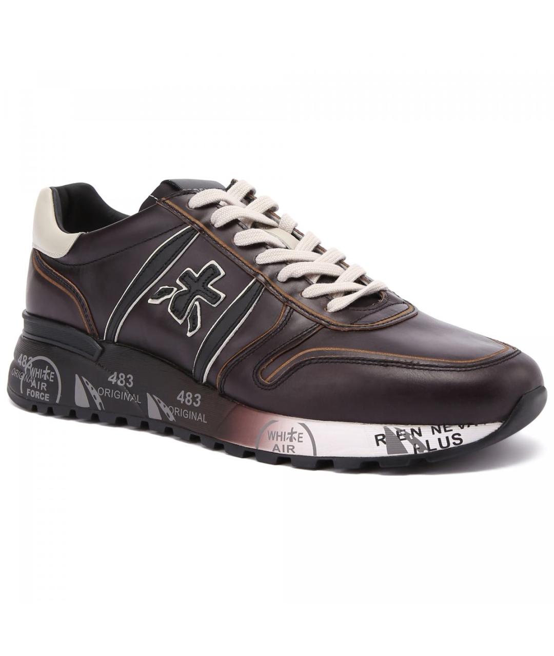 PREMIATA Черные кожаные низкие кроссовки / кеды, фото 2