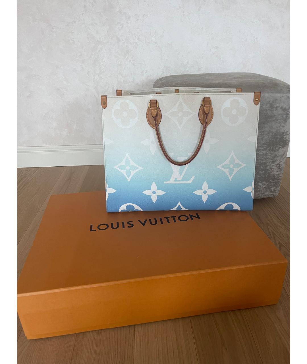 LOUIS VUITTON Голубая сумка тоут, фото 7