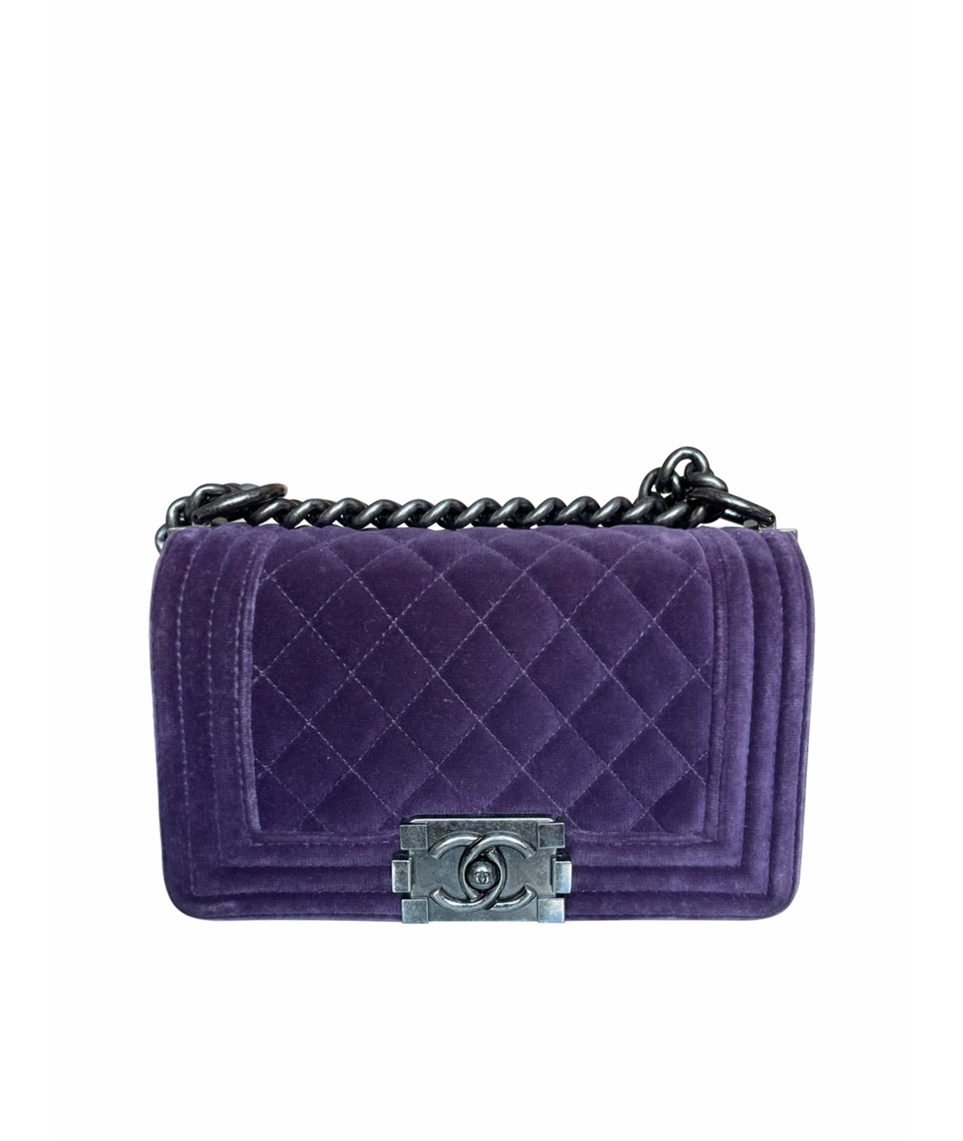 CHANEL PRE-OWNED Фиолетовая бархатная сумка тоут, фото 1
