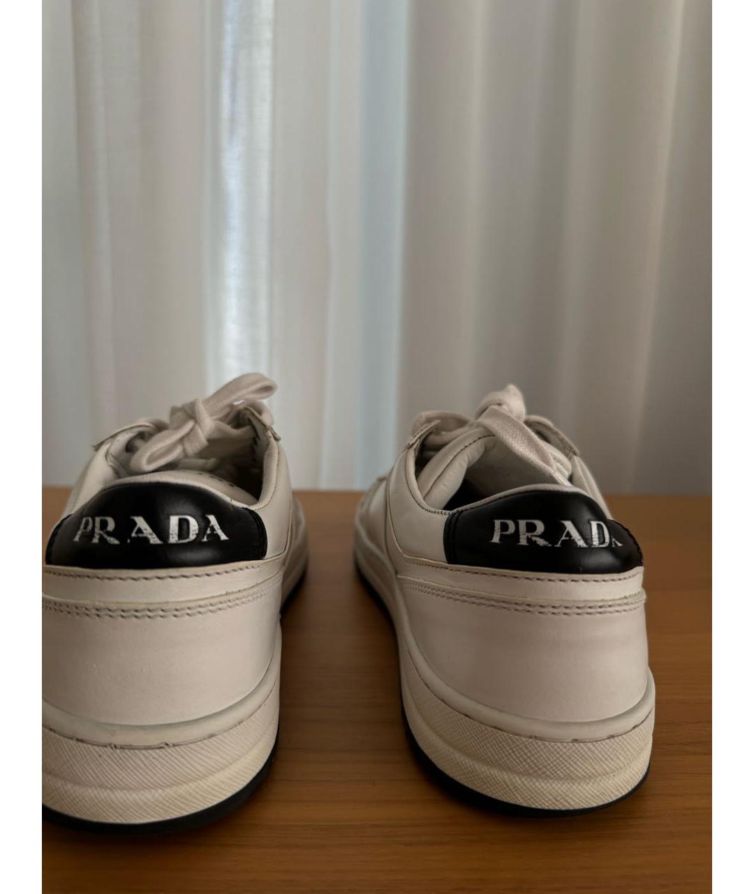 PRADA Белые кожаные кеды, фото 4