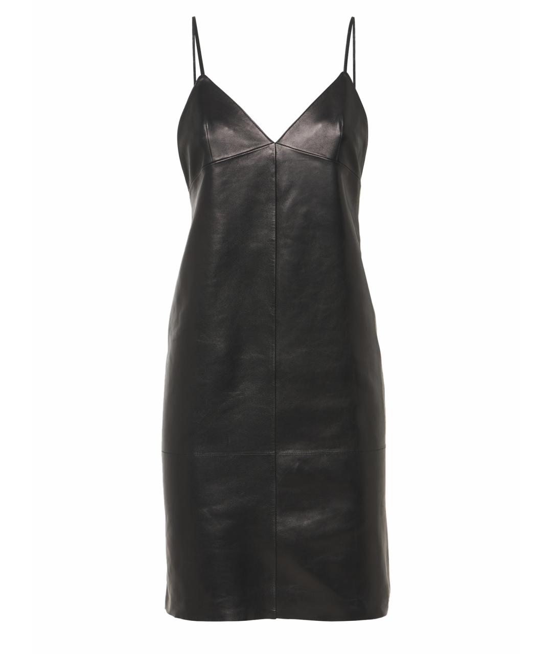 SAINT LAURENT Черное кожаное коктейльное платье, фото 1