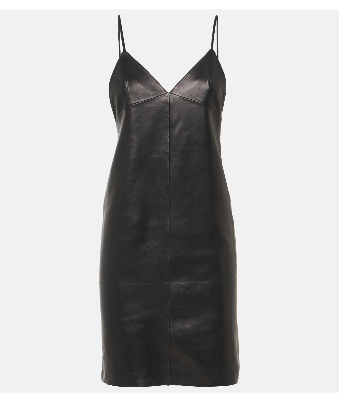 SAINT LAURENT Черное кожаное коктейльное платье, фото 7
