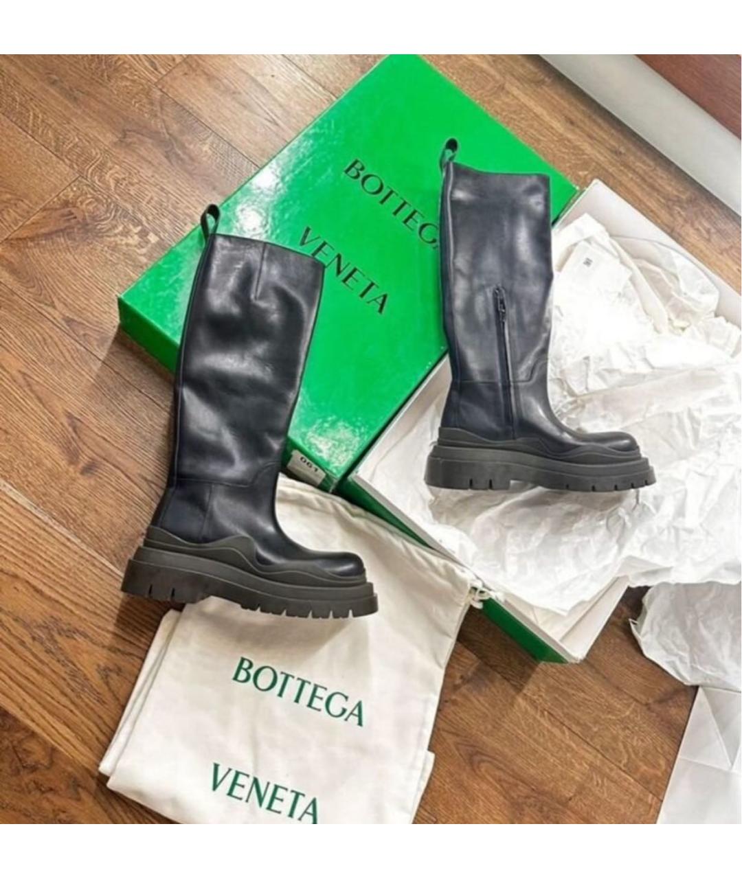 BOTTEGA VENETA Черные кожаные сапоги, фото 2