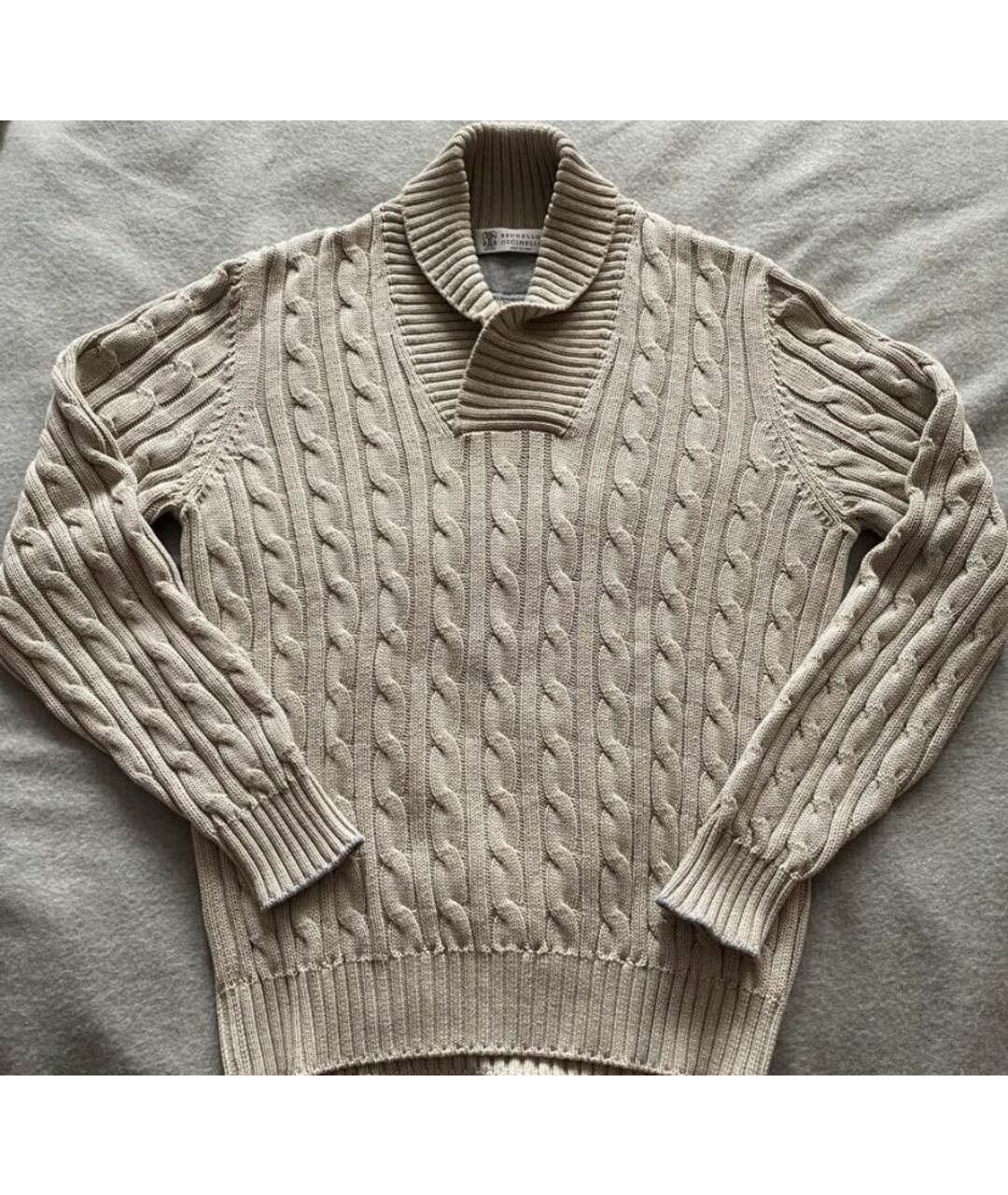 BRUNELLO CUCINELLI Бежевый хлопковый джемпер / свитер, фото 5