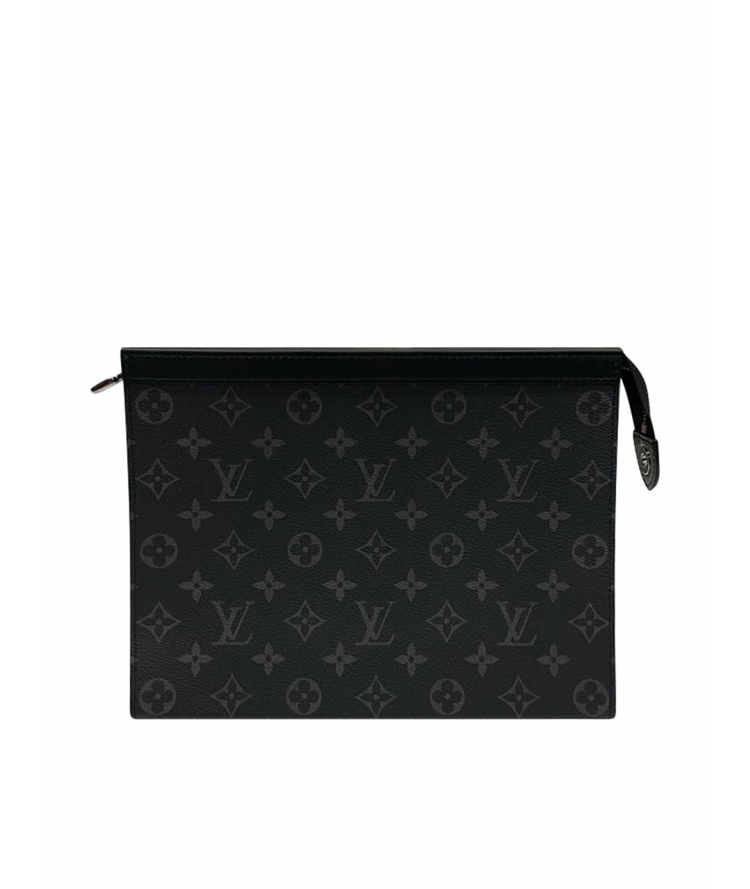 LOUIS VUITTON Черная кожаная косметичка, фото 1