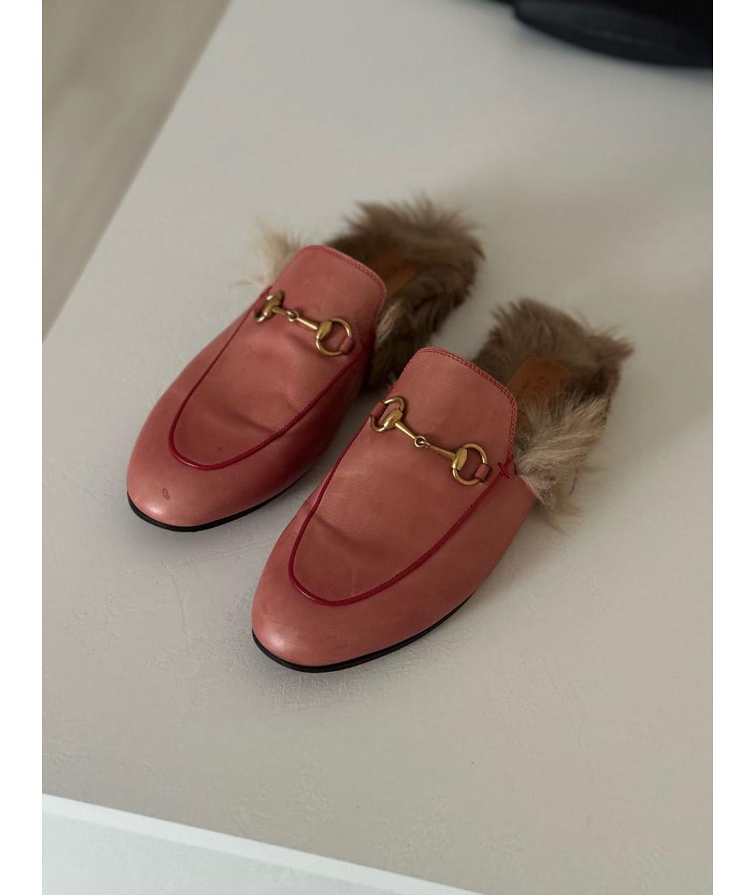 GUCCI Бордовые кожаные мюли, фото 3