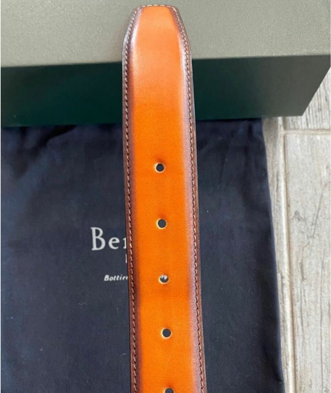BERLUTI Оранжевый кожаный ремень, фото 5