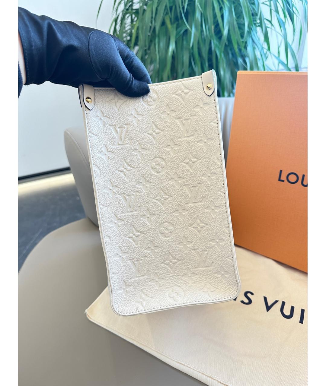 LOUIS VUITTON Белая кожаная сумка тоут, фото 3