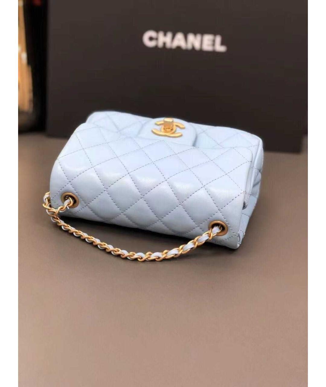 CHANEL Голубая кожаная сумка через плечо, фото 2