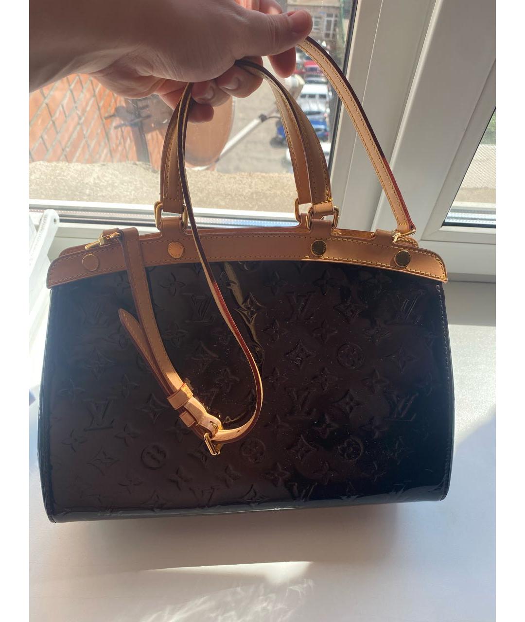 LOUIS VUITTON Бордовая сумка тоут из лакированной кожи, фото 5
