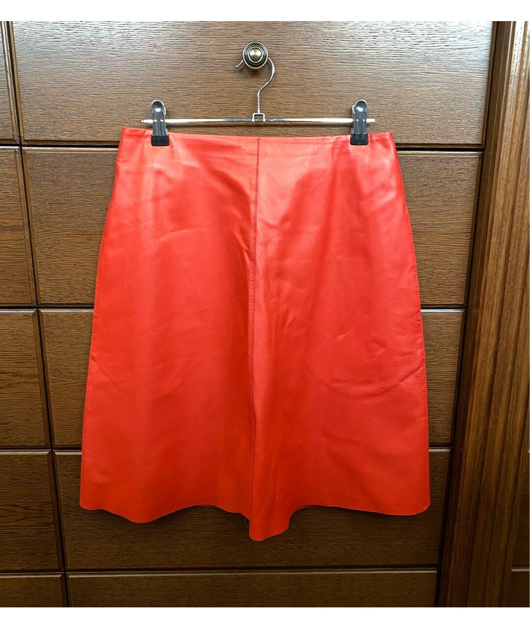 CARVEN Коралловая кожаная юбка мини, фото 7