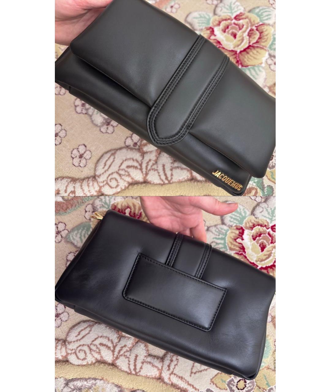 JACQUEMUS Черная кожаная сумка через плечо, фото 2